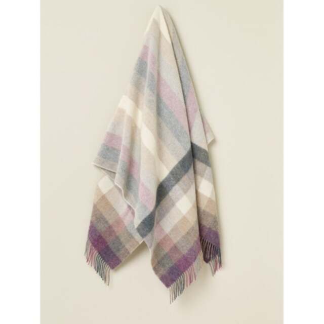 Bronte By Moon Woodale Stripe/Check Pure New Wool Throw - Heather - image 1