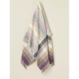 Bronte By Moon Woodale Stripe/Check Pure New Wool Throw - Heather - thumbnail 1