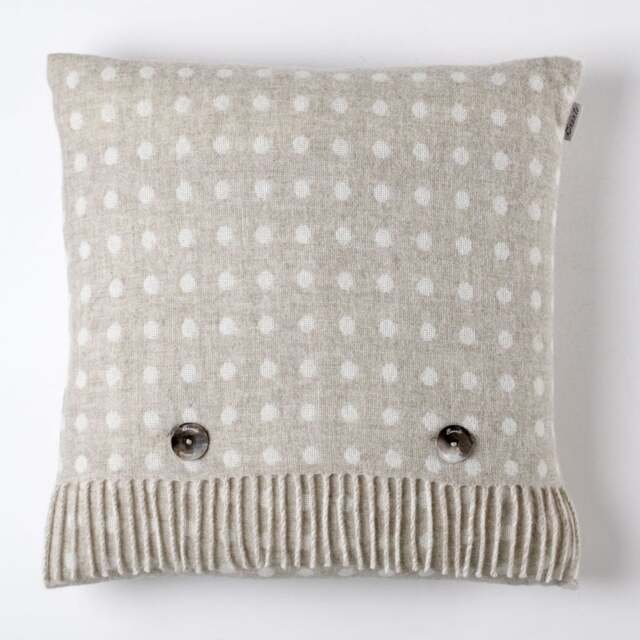 Bronte By Moon Luxury Merino Lambswool Spot Cushion - Beige