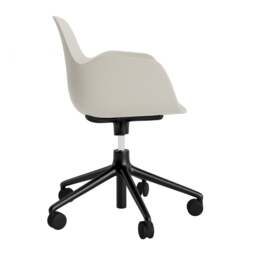 Normann Copenhagen Form Armchair Swivel - 5 Wheel - Gas Lift - Light Grey - Black Legs Shell Colour: Light Grey, Leg Colour: Black - thumbnail 3