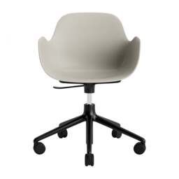 Normann Copenhagen Form Armchair Swivel - 5 Wheel - Gas Lift - Light Grey - Black Legs Shell Colour: Light Grey, Leg Colour: Black - thumbnail 2