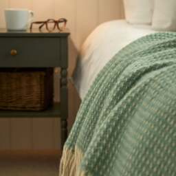 Tweedmill Textiles Extra Large Pure New Wool Waffle Throw - Sea Green - 240 x 140cm - thumbnail 2