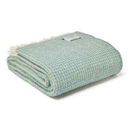 Tweedmill Textiles Extra Large Pure New Wool Waffle Throw - Sea Green - 240 x 140cm - thumbnail 1