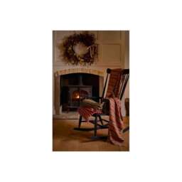Bronte By Moon Pure Wool Throw - Ayr - Red & Olive - thumbnail 2
