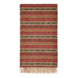 Bronte By Moon Pure Wool Throw - Ayr - Red &amp Olive
