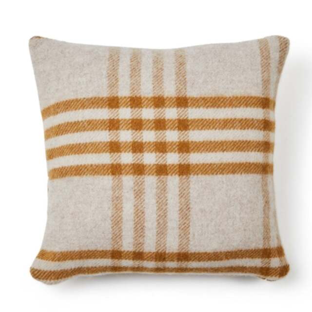 Tweedmill Textiles Pure New Wool Cushion - Hex Check - Mustard - 50cm x 50cm - image 1