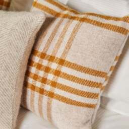 Tweedmill Textiles Pure New Wool Cushion - Hex Check - Mustard - 50cm x 50cm - thumbnail 2