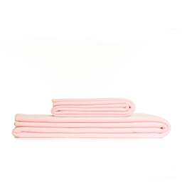 Tweedmill Textiles Plain Fleece Throw with Blanket Stitch - Pastel Pink - Small Colour: Pastel Pink, Size: Small 72.5x145cm