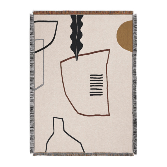 Ferm Living Mirage Abstract Design Cotton Blanket/Throw - 120cm  x 170cm