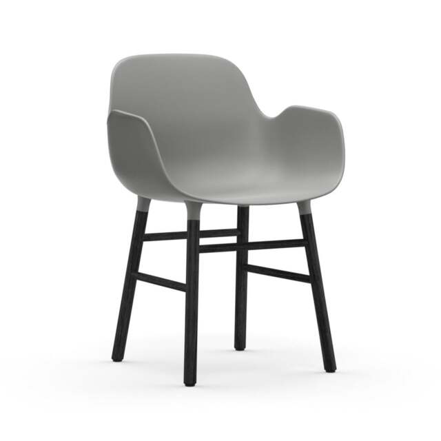 Normann Copenhagen Form Armchair - Grey - Black Oak Legs Shell Colour: Grey, Leg Colour: Black Oak - image 1