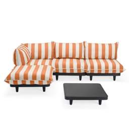Fatboy Paletti Outdoor Set &amp Anthracite Table - Large Colour: Stripe Orange Creme (Left)