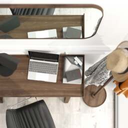 Wireworks Gaze Rectangular Wall Mirror - Walnut - thumbnail 6