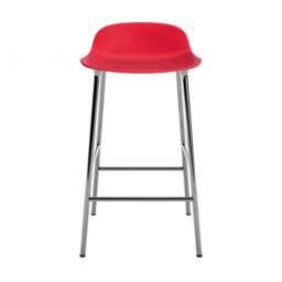 Normann Copenhagen Form Barstool - 65cm - Bright Red - Chrome Legs Shell Colour: Bright Red, Leg Colour: Chrome - thumbnail 2