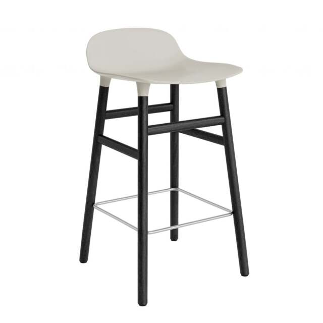 Normann Copenhagen Form Barstool - Wood - 65cm - Light Grey - Black Oak Legs Shell Colour: Light Grey, Leg Colour: Black Oak - image 1
