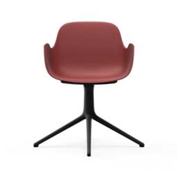 Normann Copenhagen Form Armchair Swivel - 4 Leg - Red - Black Legs Shell Colour: Red, Leg Colour: Black - thumbnail 2