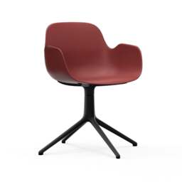 Normann Copenhagen Form Armchair Swivel - 4 Leg - Red - Black Legs Shell Colour: Red, Leg Colour: Black