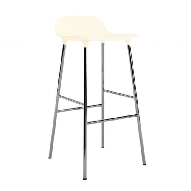 Normann Copenhagen Form Barstool - 75cm - Cream - Chrome Legs Shell Colour: Cream, Leg Colour: Chrome - image 1