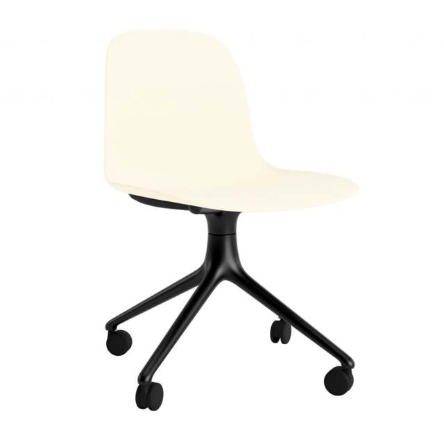 Normann Copenhagen Form Chair Swivel - 4 Wheel - Cream - Black Legs Shell Colour: Cream, Leg Colour: Black - image 1