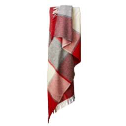 Tweedmill Textiles Pure New Wool Block Check Throw - Red & Cream - thumbnail 3