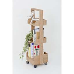 Wireworks Mini Bookie Rolling Bookcase - Oak - thumbnail 4