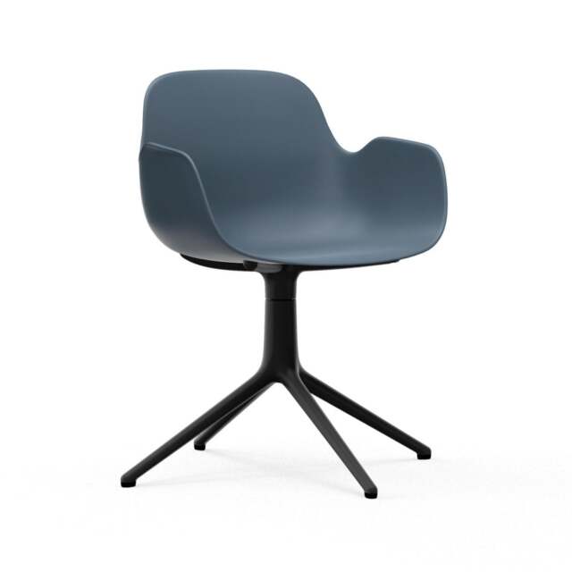 Normann Copenhagen Form Armchair Swivel - 4 Leg - Blue - Black Legs Shell Colour: Blue, Leg Colour: Black - image 1