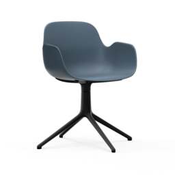 Normann Copenhagen Form Armchair Swivel - 4 Leg - Blue - Black Legs Shell Colour: Blue, Leg Colour: Black