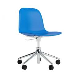 Normann Copenhagen Form Chair Swivel - 5 Wheel - Gas Lift - Aluminium Legs Shell Colour: Bright Blue, Leg Colour: Aluminium