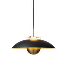 Halo Design Stepp Pendant Light - 46cm - Black/Antique Brass Size:  46cm, Colour: Black / Antique Brass