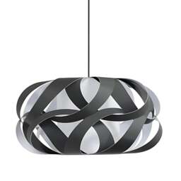 Shropshire Shades Cruz Lampshade - Grey - Large 65cm - With Black Rosette Cord Set Colour: Grey, Size: Large 65cm, Cord Set Option: With Black Rosette