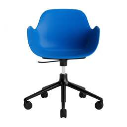 Normann Copenhagen Form Armchair Swivel - 5 Wheel - Gas Lift - Bright Blue - Black Legs Shell Colour: Bright Blue, Leg Colour: Black - thumbnail 2