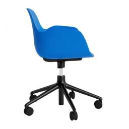 Normann Copenhagen Form Armchair Swivel - 5 Wheel - Gas Lift - Bright Blue - Black Legs Shell Colour: Bright Blue, Leg Colour: Black - thumbnail 3