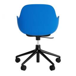 Normann Copenhagen Form Armchair Swivel - 5 Wheel - Gas Lift - Bright Blue - Black Legs Shell Colour: Bright Blue, Leg Colour: Black - thumbnail 4