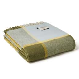 Tweedmill Textiles Pure New Wool Block Check Throw - Lemon - thumbnail 1