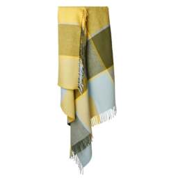 Tweedmill Textiles Pure New Wool Block Check Throw - Lemon - thumbnail 2