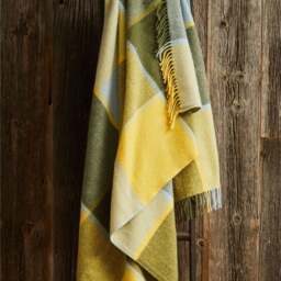 Tweedmill Textiles Pure New Wool Block Check Throw - Lemon - thumbnail 3