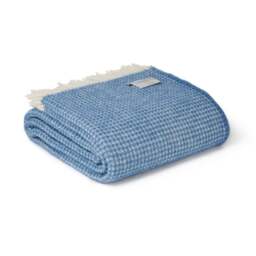 Tweedmill Textiles Extra Large Pure New Wool Waffle Throw - Blue Jay - 140 x 240cm