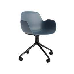 Normann Copenhagen Form Armchair Swivel - 4 Wheel - Blue - Black Legs Shell Colour: Blue, Leg Colour: Black