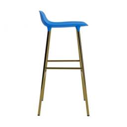 Normann Copenhagen Form Barstool - 75cm - Bright Blue - Brass Legs Shell Colour: Bright Blue, Leg Colour: Brass - thumbnail 3