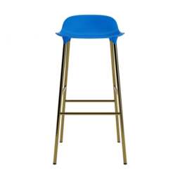Normann Copenhagen Form Barstool - 75cm - Bright Blue - Brass Legs Shell Colour: Bright Blue, Leg Colour: Brass - thumbnail 2