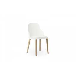 Normann Copenhagen Allez Chair - White - Lacquered Oak Legs - White/Ultra 41594 Leather Upholstered Seat Colour: White, Leg Colour: Lacquered Oak, Sea - thumbnail 2