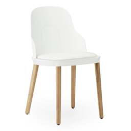 Normann Copenhagen Allez Chair - White - Lacquered Oak Legs - White/Ultra 41594 Leather Upholstered Seat Colour: White, Leg Colour: Lacquered Oak, Sea - thumbnail 1