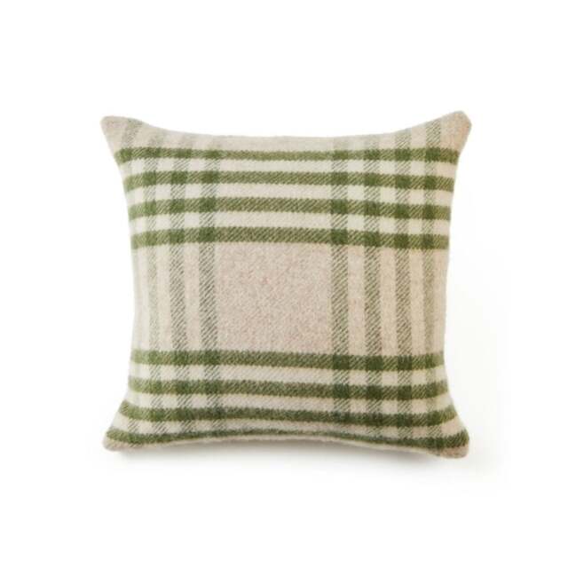 Tweedmill Textiles Pure New Wool Cushion - Hex Check - Olive Green - 50cm x 50cm - image 1