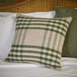 Tweedmill Textiles Pure New Wool Cushion - Hex Check - Olive Green - 50cm x 50cm - thumbnail 4