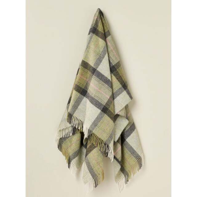 Bronte By Moon Skye Check Pure New Wool Throw - Green - image 1
