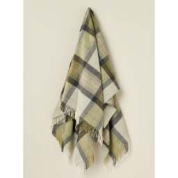 Bronte By Moon Skye Check Pure New Wool Throw - Green
