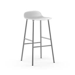 Normann Copenhagen Form Barstool - 75cm - White - Chrome Legs Shell Colour: White, Leg Colour: Chrome - thumbnail 1