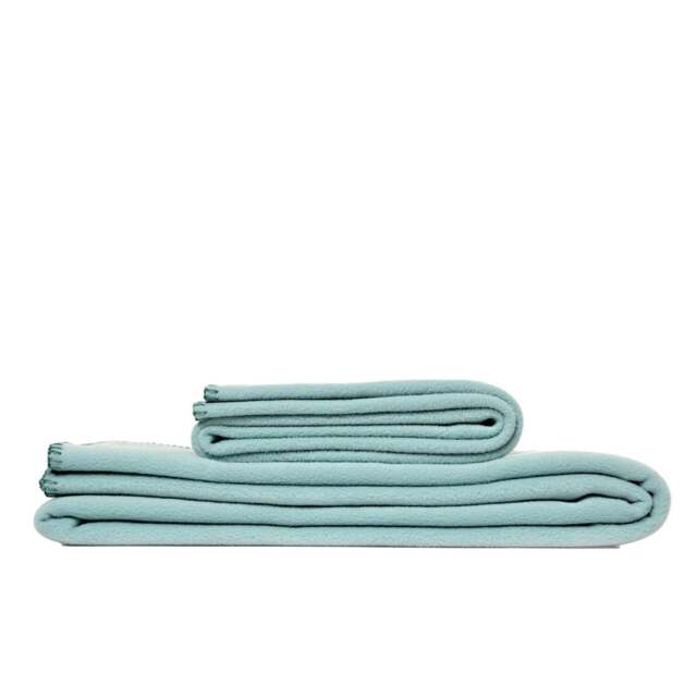 Tweedmill Textiles Plain Fleece Throw with Blanket Stitch - Turtle Green - Small Colour: Turtle Green, Size: Small 72.5x145cm