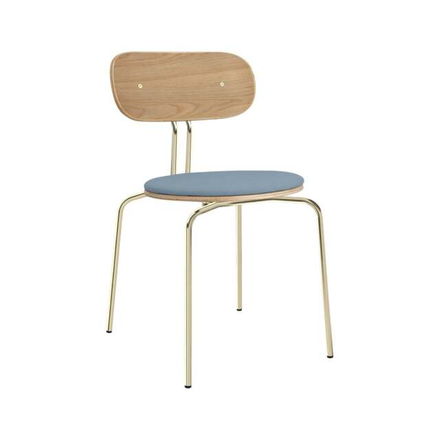 Umage Curious Dining Chair - Oak - Brass Legs - Bright Skies Cushion Leg Colour: Brass Legs, Colour: Bright Skies - image 1