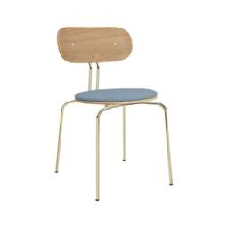 Umage Curious Dining Chair - Oak - Brass Legs - Bright Skies Cushion Leg Colour: Brass Legs, Colour: Bright Skies - thumbnail 1