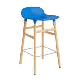 Normann Copenhagen Form Barstool - Wood - 65cm - Bright Blue - Oak Legs Shell Colour: Bright Blue, Leg Colour: Oak - thumbnail 1